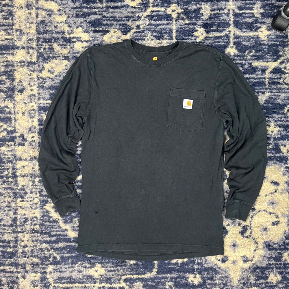 Carhartt Mens Long Sleeve Pocket T-Shirt Black Original Fit Small SU-236